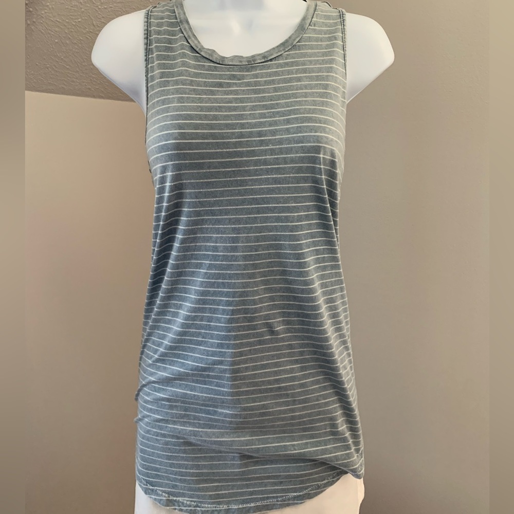 Maurices Denim Blue Striped Tank Top